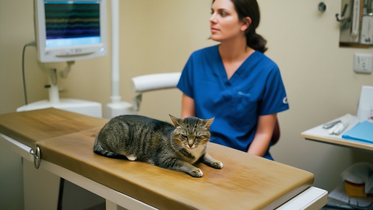 Monitored anesthesia during a feline dental — bloodwork before, IV fluids, and a technician watching every number on the screen