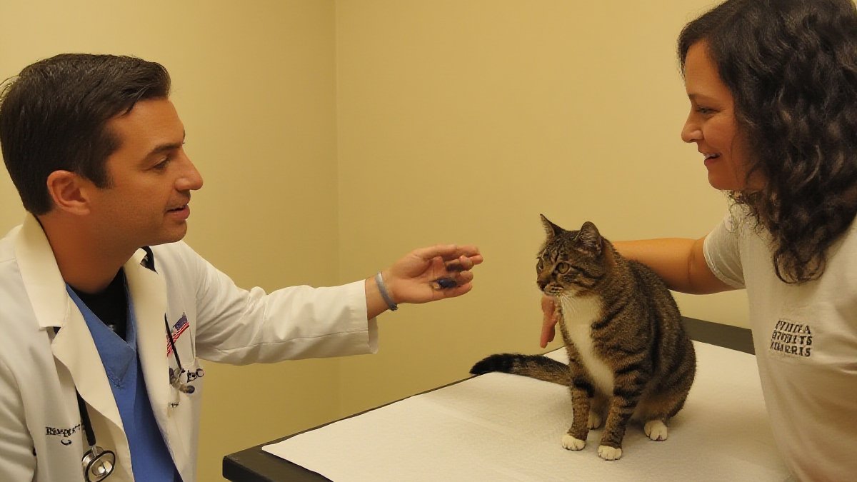 A Wylie veterinarian walking a cat owner through test results during a consultation